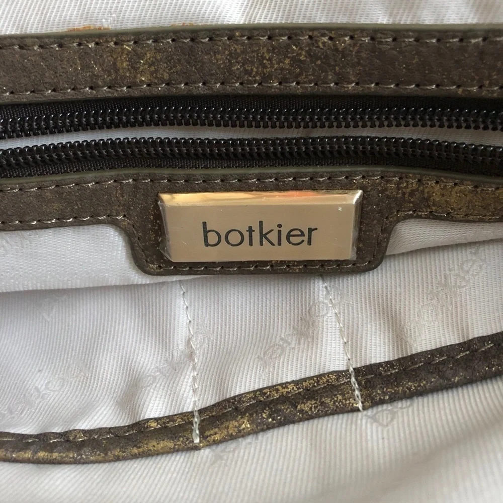 Botkier Leather Valentina Brown Gold Metallic Large Satchel Bag EUC